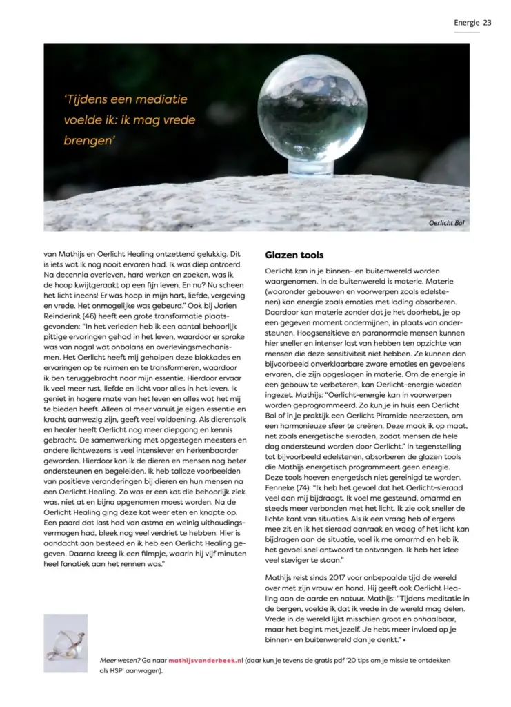 ParaVisie Magazine interview met Mathijs van der Beek over Oerlicht Healing pagina 4